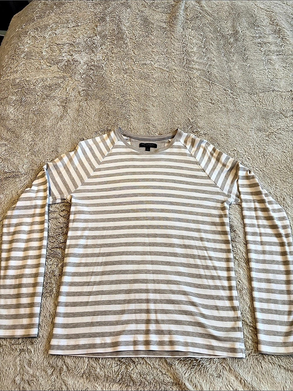 Banana Republic Striped Long Sleeve Tee in Gray & White
